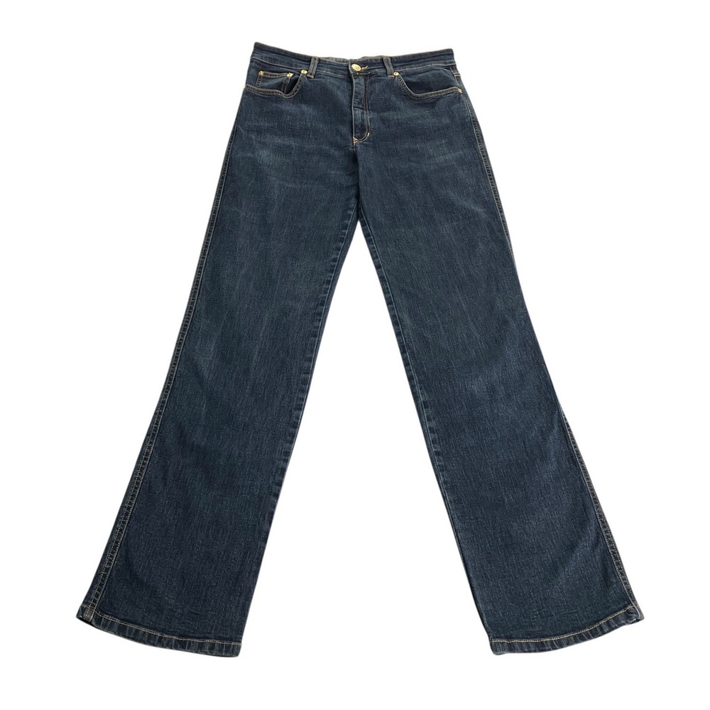 Y2K Roccobarocco Womens High Rise Straight Leg Jeans 32 Dark Wash Made in Italy